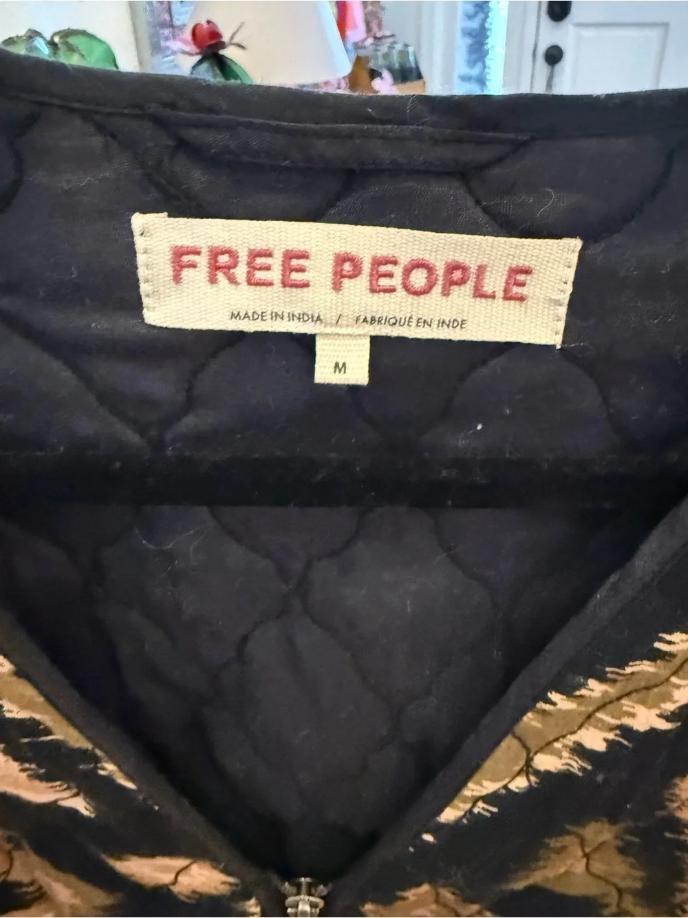 Free People Black & Olive Quilted Pattern Bomber Jacket